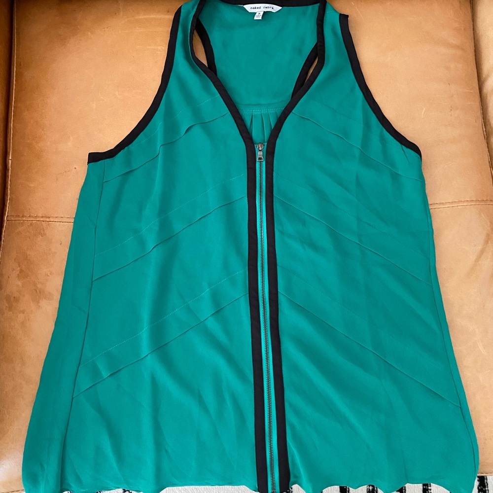 Naked Zebra Green Zip Tank